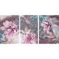 CNVS-749 60″ inch x 36″ inch  A Set Of Paintings With Pink Peonies On An Abstract Blue Background. 
