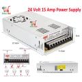 Power Supply 24 Volt 15 Amp 360 watt Metal case AC DC Regulated Switching Adapter for cctv / led lights & more. 