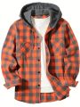 Men's Business Spring And Autumn Plaid Casual Button Down Hooded Long Sleeved Shirt Hoodie Flannel Jacket Tops. 
