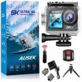 Ausek AT-M40R 5K Ultra HD Dual Screen 5K/4K Waterproof Action Camera With Wireless Microphone Included.