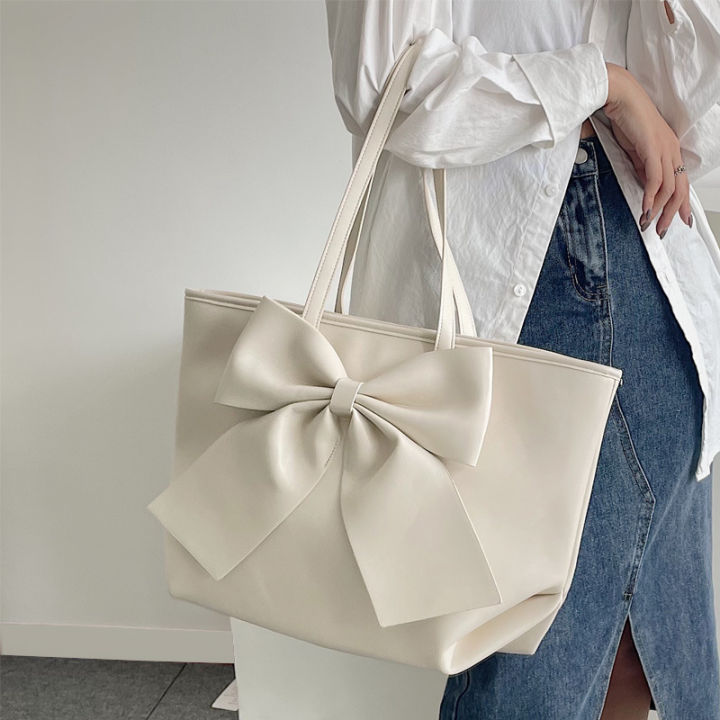 Bow%20large%20capacity%20tote%20bag%20women's%202022%20new%20niche%20luxury%20soft-faced%20commuter%20handbag%20shoulder%20bag%20-%20Image%203