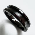 6MM Beveled Edge Center 3mm Groove black Ceramic Blank Ring For Inlay Women jewelry.