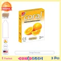 Coral Orange Flavoured Condom 1 Packet (3 Pcs). 