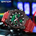 SAMDA New Sport Watches For Men 50M Waterproof LED Clock Alarm Dual Display Quartz Wristwatch Military Resisitant Mens Watch. 