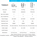 TESSAN Vertical Power Strip Multiple Tower Socket Surge Protector EU Plug Outlets with USB Ports 2m Extension Cable Home Office.