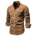 2021 New Single Breasted 100% Cotton Men's Shirt Business Casual Fashion Solid Color Corduroy Men Shirts Autumn Slim Shirt Men. 