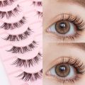 10 Pairs Eyelashes 3D Natural False Lashes Fluffy Soft Cross Manga Lashes Clear Stem Wispy Natural Eyelash Extension Makeup. 