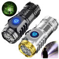Powerful Mini LED Flashlight Super Bright Three-eyed Pocket Torch Type-C Rechargeable Waterproof Flashlight Outdoor Flash Light.