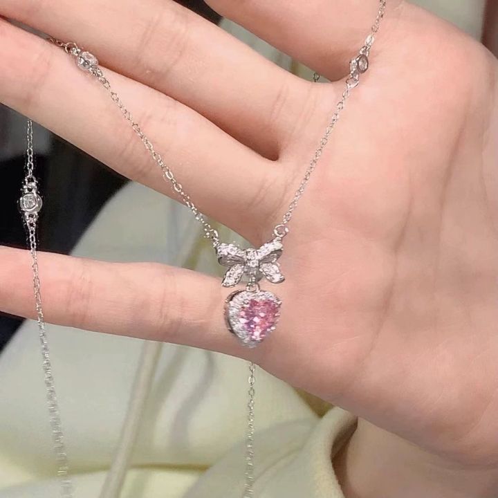 Pink%20Color%20Love%20Pendant%20Necklace%20Korean%20Fashion%20Choker%20Simple%20Wedding%20Party%20Jewelry%20Gift%20-%20Image%203