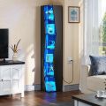 Furnisha Craft 6 Tier Corner Shelf with LED Light Modern Display Shelves Free Standing Shelving Unit with Storage for Bedroom, Living Room, Home Office, 72/12. 