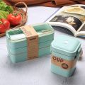 900ml Healthy Material Lunch Box 3 Layer Wheat Straw Bento Boxes Microwave Dinnerware Food Storage Container Lunchbox. 