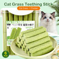 6PCS Cat Grass Teeth Grinding Stick Pet Snacks Hairball Removal Mild Hair Row Ready To Eat Cat Baby Cat Teeth Cleaning Sticks.