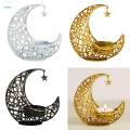 Metal Candlestick Eid Mubarak Ornament Moon Star Decorative Candlelight Tea Light Candle Holders Ramadan for Hotel Fireplace Mantel New Year. 