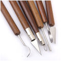 Pottery Clay Sculpture Carving Modeling Tools Wooden Handle of 6pcs.