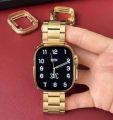 Watch 8 Ultra Gold Edition Smartwatch with Sports Mode 49MM Gold and Orange/Black Belt Smartwatch With **ple Logo.
