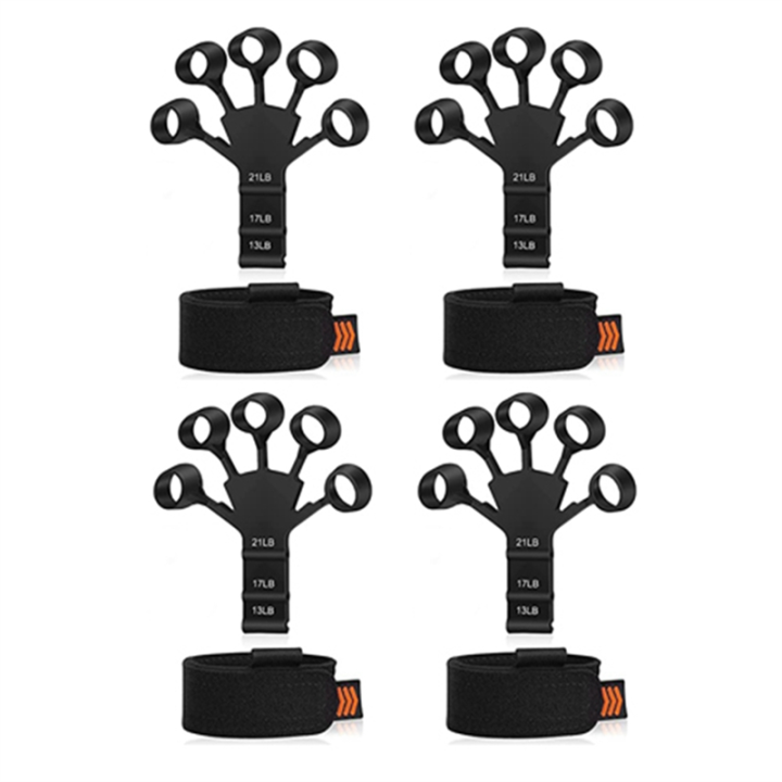 4-Pack Finger Extensor Adjustable Silicone Hand Trainer Five Finger Exerciser Finger Trainer Set for Improving Finger Function and Movement