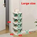 Creative 5-layer Shoe Rack Storage Organizer Simple Plastic Household Multi-function Space-saving Folding Shoe Stacker Shelf Large Size. 