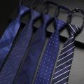 Men's Formal Business Wedding Groom Shirt Neck Tie Student Black Gray 6cm Knot Free Zipper Lazy Person Ties Clothing Accessories. 