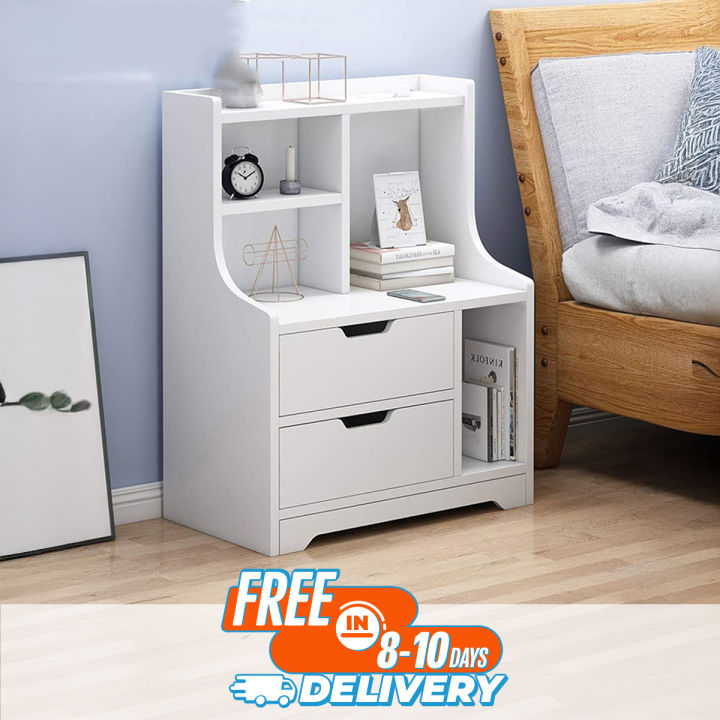 Multifunctional Bedroom Shelf Bedside Table with Storage Compartments Side End Locker Corridor Study Living Room Decoration Bedside Table Design by Nahid Furniture28x18x12"