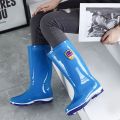 Women's Rain Shoes Knee-High Rain Boots Winter Fleece-Lined Thermal Middle Tube Anti-Slip Rain Boots Rain Shoes Rubber Shoes Low-Cut Rain Boots for Spring and Autumn.