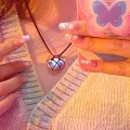Barbie Love Necklace Diamond Castle Princess Natural Crystal Heart-Shaped Necklace Couple Girlfriends Ornament New Year Gift. 