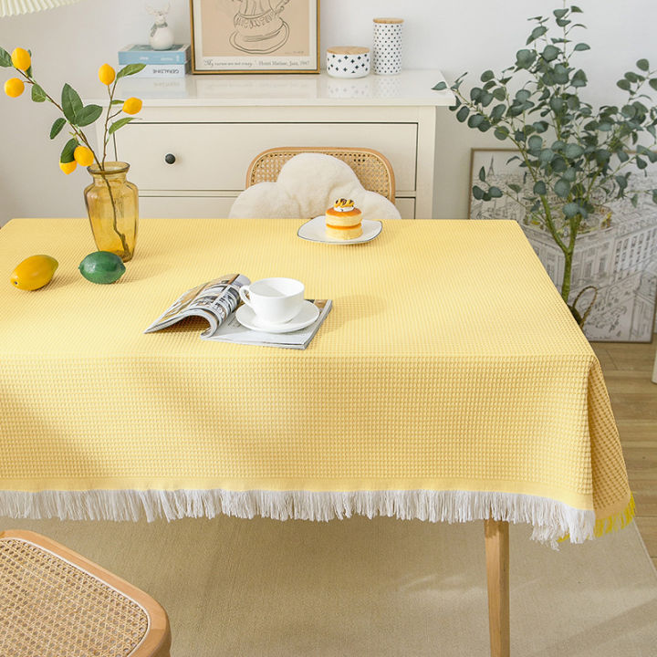 ins style, cotton and linen tablecloth, small round table, light luxury, high-end sense of birthday, long table, Japanese coffee table, cloth dormitory, French