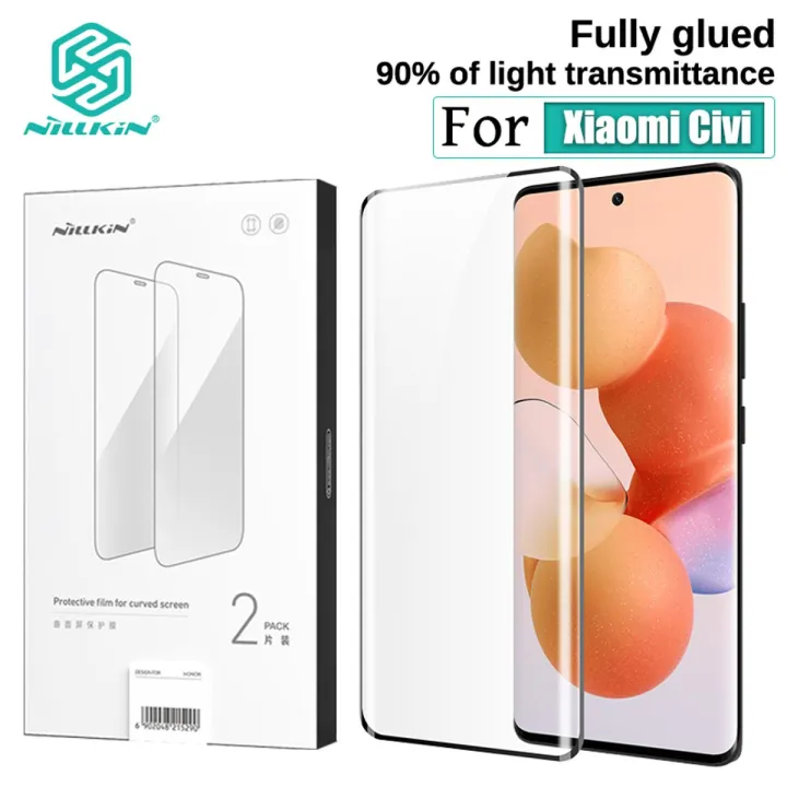 Nillkin 2 Pcs Full Glued Plastic Film for Xiaomi Civi Screen Protection Curved Special PMMA Material Screen Explosion - Proof Protective Plastic Film