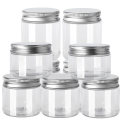 Containers: Empty Cosmetic Jars, Transparent Food, 10 Aluminum Caps, Storage Travel Bottles, Creams, Sample Jars, Round Plastic Jars.