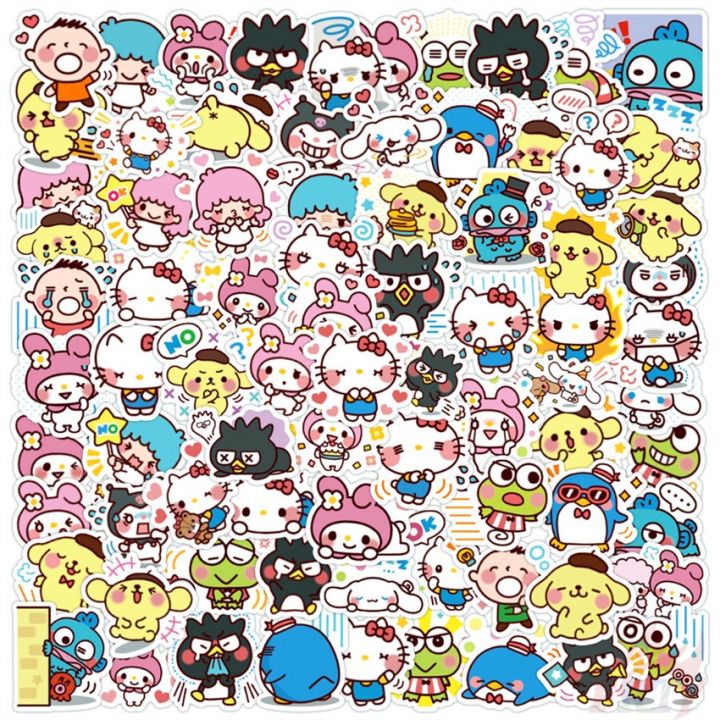 80Pcs/Set ❉ Sanrio Family Series 01 Funny Emoji Mini Stickers ❉ DIY Fashion Mixed Waterproof Doodle Decals Stickers
