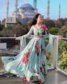 Georgette New Stylish Ready Made Party Long Gown - Lehenga For Girls. 
