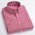 Men's 100% Cotton Plaid Striped Short Sleeve Shirt Single Patch Pocket Button-down Holiday Youthful Casual Checkered Thin Shirts.