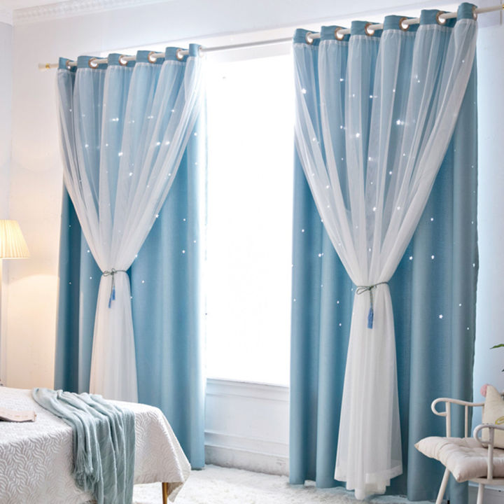 Migeet%202Pcs%20Window%20Curtain%20Hollowed%20Out%20Stars%20Shading%20Curtain%20Drape%20Purdah%20for%20Home%20Living%20Room%20Bedroom%20-%20Image%205