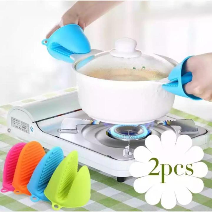 2pcs Microwave Oven Mitt Heat Resistant Gloves Clips Silicone Anti-slip Glove Cooking Baking Kitchen Cooking Gadgets Oven Mitts