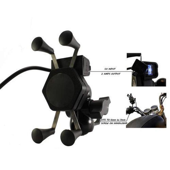 Bike / Motorcycle Mobile Holder With Charger-Black