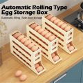 4 Tiers Egg Holder for Fridge - Auto Rolling Fridge Egg Organizer, Space-Saving Egg Dispenser Holder, 30 Eggs Container Large Capacity Egg Dispenser for Refrigerator（1 Pack). 