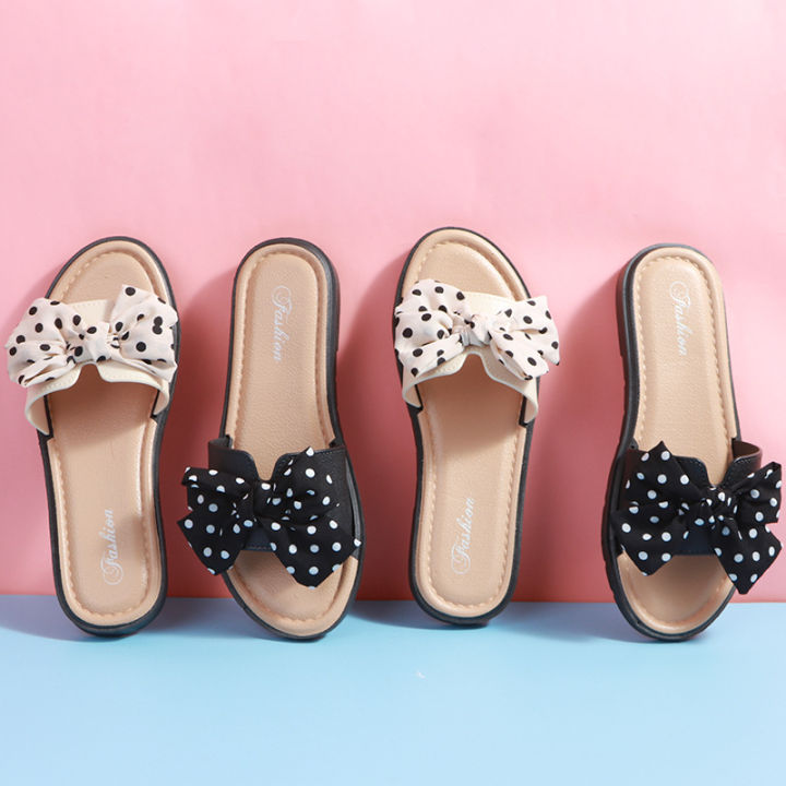 Slippers women, new summer bow tie indoor outdoor wear, use, cool slippers, and cute one word slippers for home use