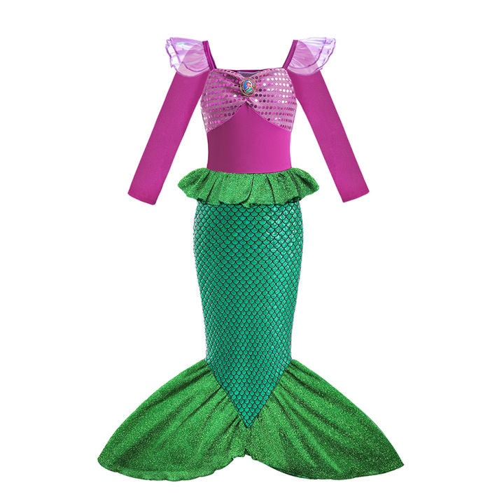 Disney%20Children%20Mermaid%20Tail%20Swimsuit%20Girl%20Beach%20Clothes%20Bikini%20Wreath%20Bathing%20Suit%20Set%20Swimming%20Party%20Cosplay%20Mermaid%20Costume%20-%20Image%202