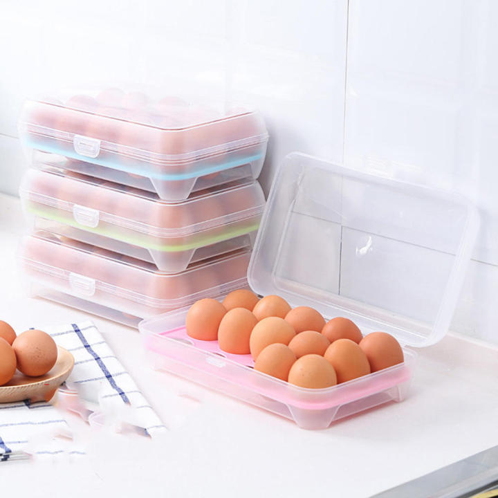 Egg storage box Kitchen 15 compartments for refrigerator with egg crisper multilayer egg box plastic egg tray
