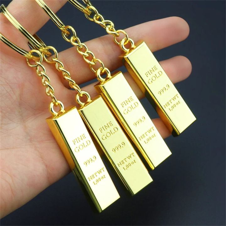 Cute Gold Zinc Alloy Rectangular Keychain Luxury Mini Gold-color