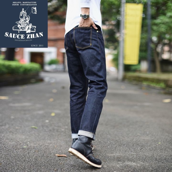 SauceZhan%20310XX-HS%20Men's%20Jeans%20Selvedge%20Sanforized%20Denim%20Jeans%20Jeans%20Raw%20Denim%20Indigo%20Slim%20Fit%2014.5%20Oz%20-%20Image%203