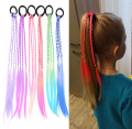 1/3/5Pcs Cute Children's Colorful Wig Hair Rope Princess Hair Band Ponytail Braid for Girls Gradient Color Fashion Accessory.