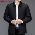 Quality Solid Jacket for Men Business Social Blazer Turn-down Collar Middle Aged Men's Office Dress Coat Loose Casual Outerwear.