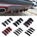 4pcs Universal Carbon Fiber Car Modified Rear Bumper Diffuser Spoiler Black&Red ABS Rear Bumper Lip Diffuser Anti-collision.