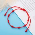 Handmade 7 Knots Red String Bracelet Protection Good Luck Amulet for Success Prosperity Friendship Rope Wristband Jewelry Gift. 