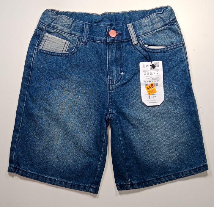 Blue soft 2 quarter stone washed denim pant for 7-8 years boy. (waist 26, long 16  inch)