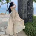 Beach long seaside vacation dress, high-end divine dressing, large and elegant fairy style suit dress. 