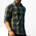 Men's Light Green Check Trendy Shirt.
