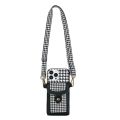 Houndstooth Cross-Body Lanyard Card Holder for Samsung s23 Phone case iphone14 Soft note20 Protective Sleeve A53. 