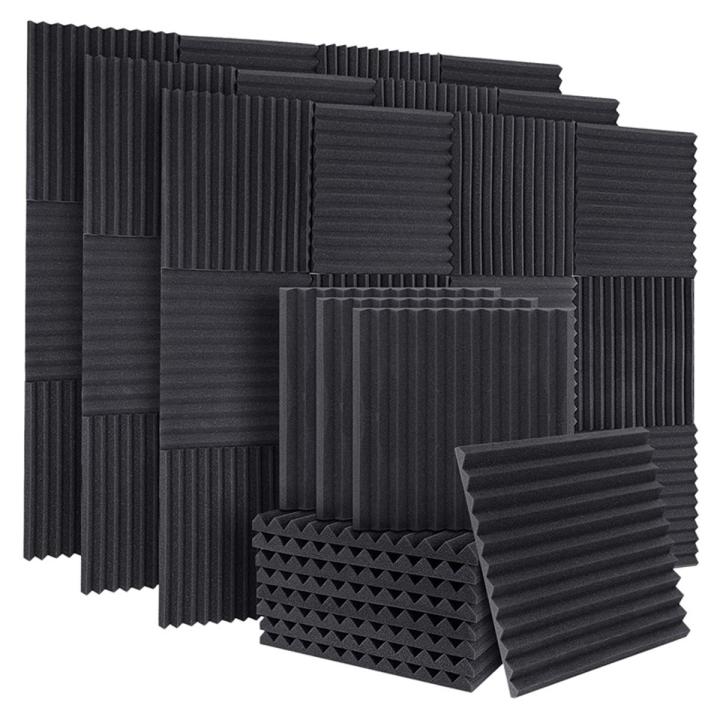 BRADOO- 50Pcs Acoustic Soundproof Foam Sound Absorbing Panels Sound Insulation Panels Wedge for Studio Walls Ceiling,1X12X12Inch