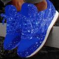 Women Flat Glitter Sneakers Casual Bling Vulcanized Shoes Female Mesh Lace Up Platform Comfort Plus Size Fashion Ladies Autumn Moonlight Shines. 